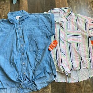 Girls jean button down short sleeve shirt
